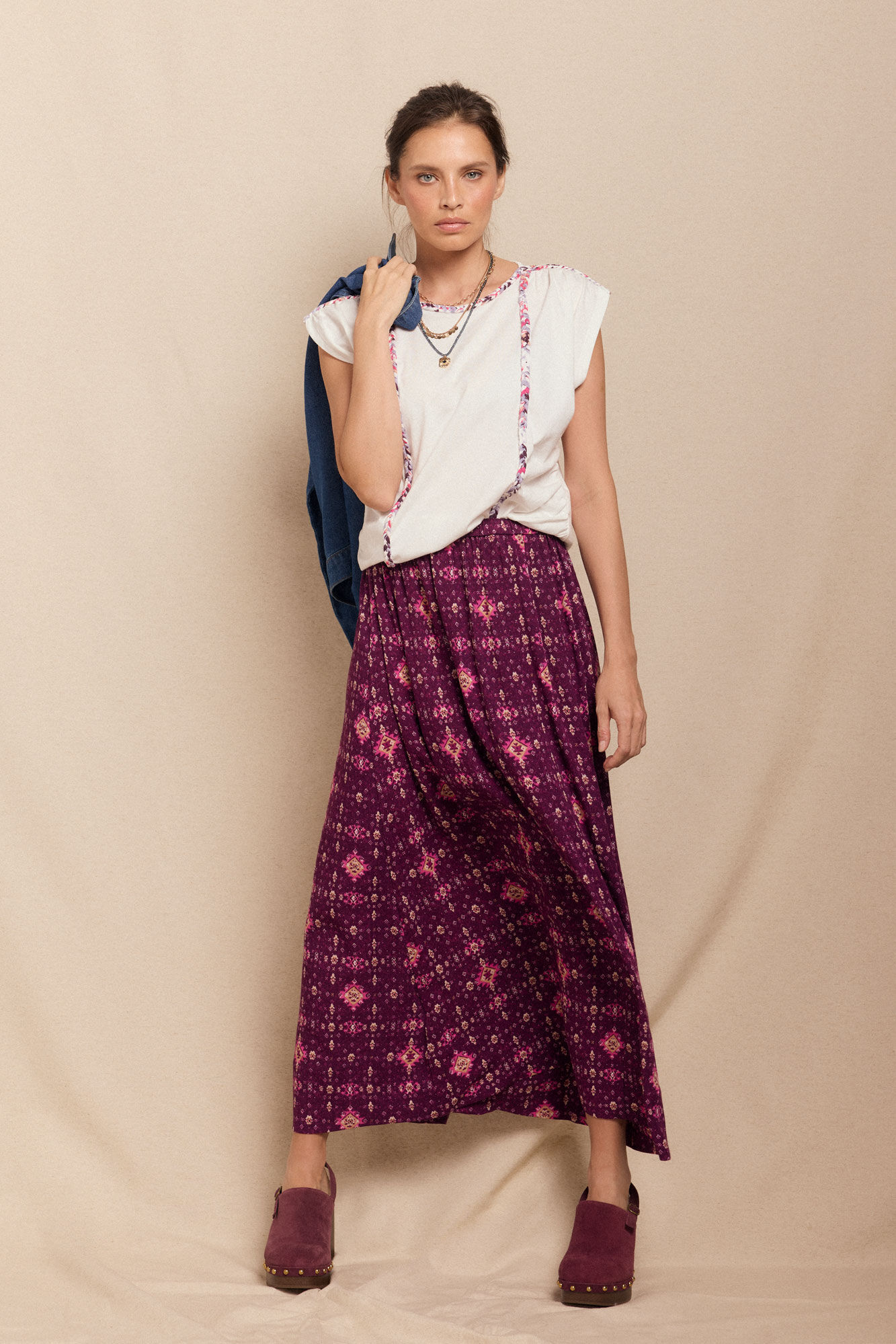 Slowlove Falda mido estampada