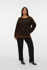 Vero Moda Curve C&aacute;rdigan punto animal print talla grande Marr&oacute;n oscuro