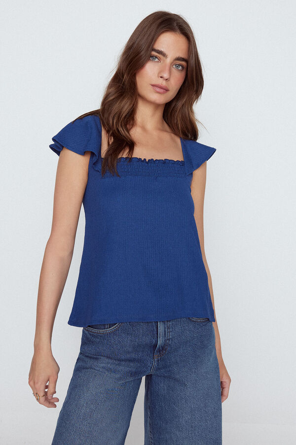 Slowlove Camiseta volantes Azul oscuro