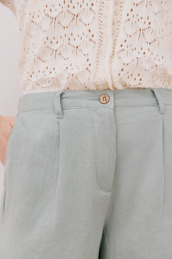 Cortefiel Bermuda de lino Kaki