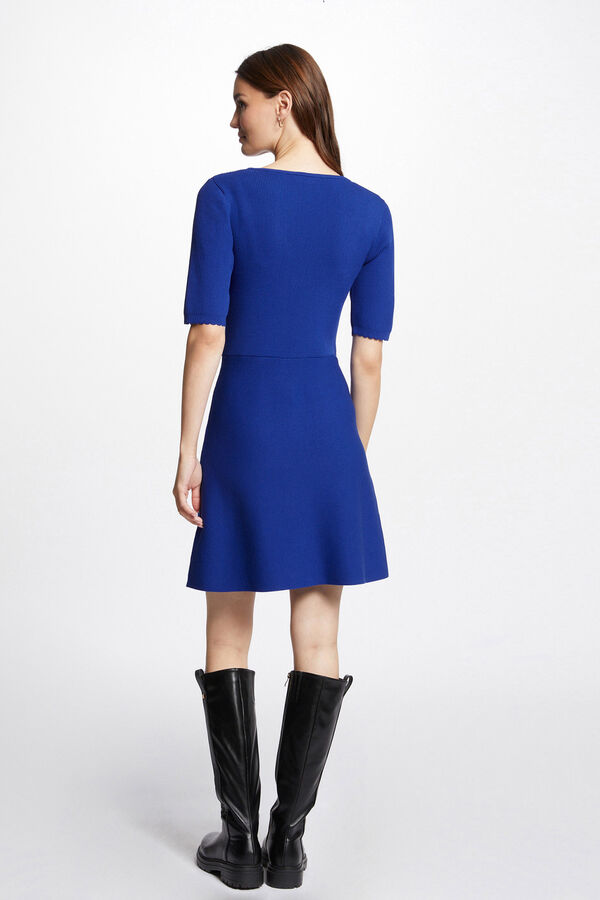 Morgan Vestido punto corto evas&eacute; Azul oscuro