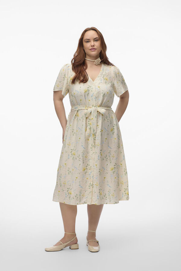 Vero Moda Curve Vestido curto de manga curta tamanho grande Cinzento