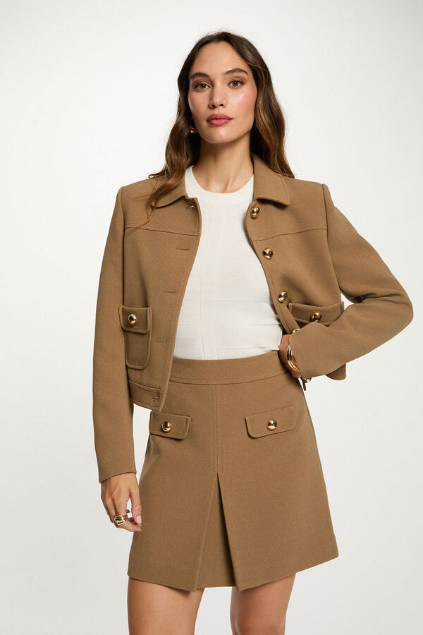 Morgan Falda corta plisada Beige