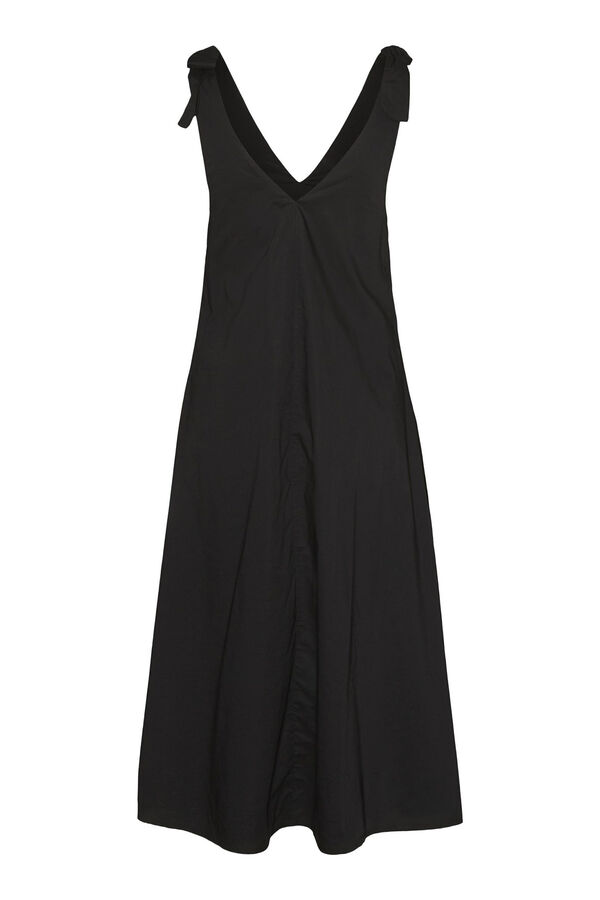 Vero Moda Vestido midi fluido algod&oacute;n Negro