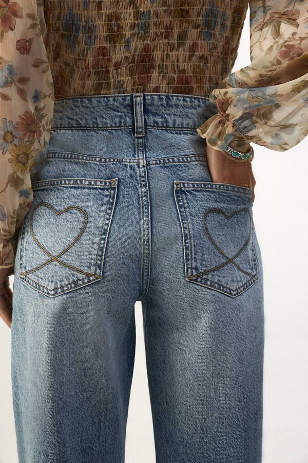 Slowlove Jeans abertura bajo Azul
