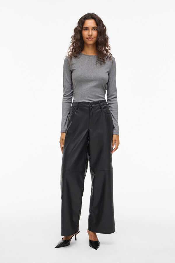 Vila Top de manga larga con glitter Gris