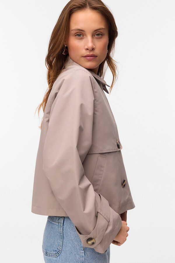 Vero Moda Trench coat curto com bolsos Cinzento