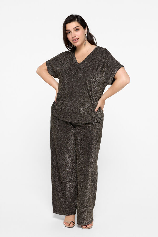 Vero Moda Curve Camiseta manga corta de lurex talla grande Negro