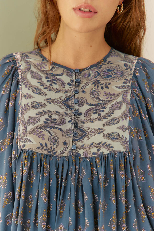 Jaase Blusa Paloma estampado Nico Azul