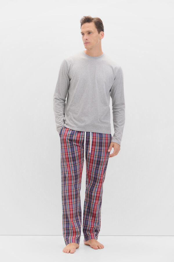 Cortefiel Conjunto de pijama malha e tecido Cinzento
