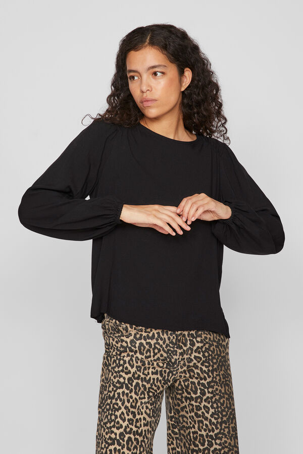 Vila Blusa manga comprida abalonada Preto