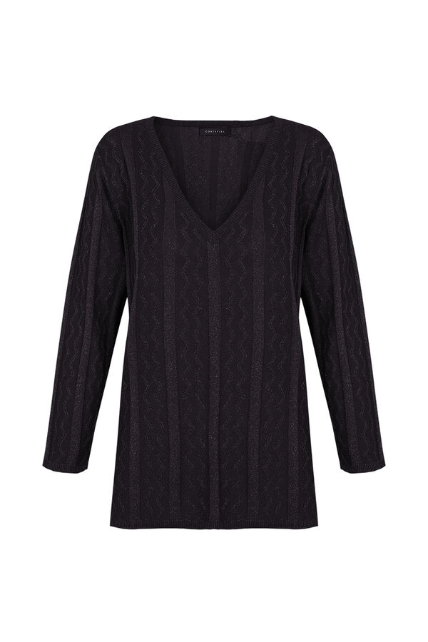 Cortefiel Jersey hilo metalizado Negro