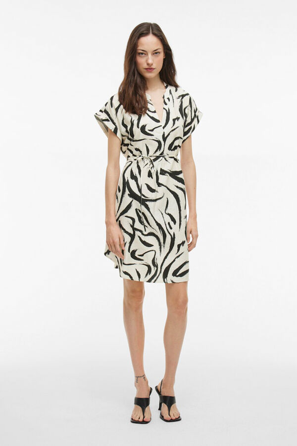 Vila Vestido curto com gola mao e viscose Cinzento