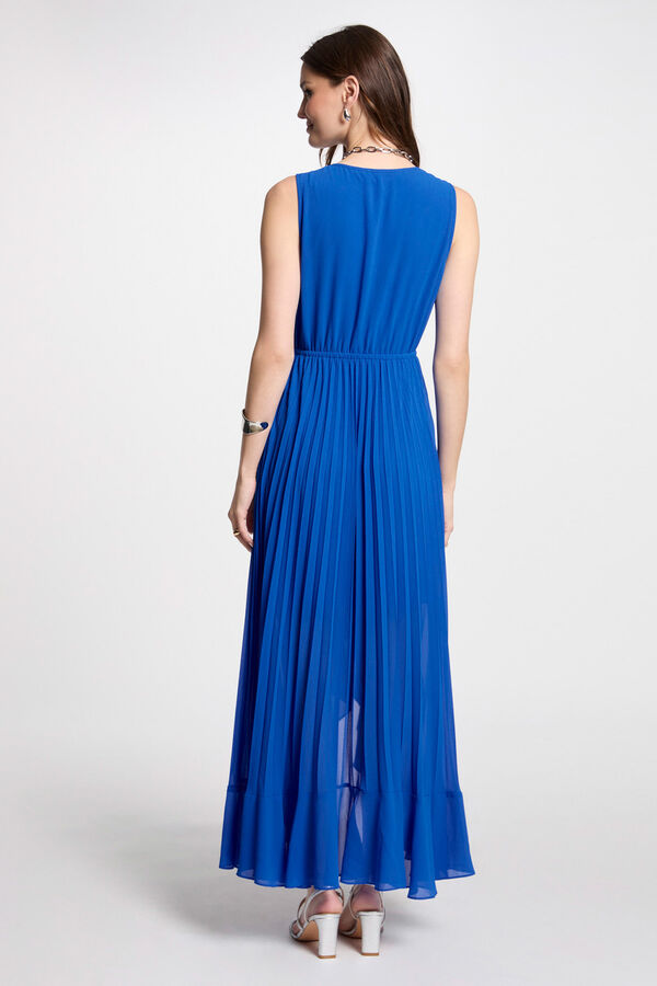 Morgan Vestido longo solto plissado Azul