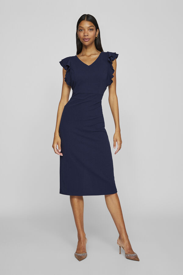 Vila Vestido corto manga volante Azul marino