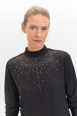 Cortefiel Camiseta tacto suave strass Negro