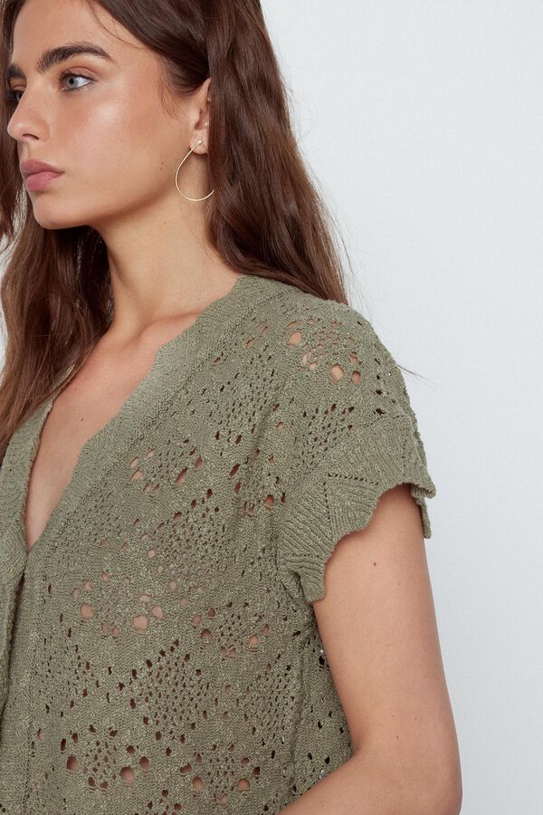 Slowlove Colete malha rendilhada Verde