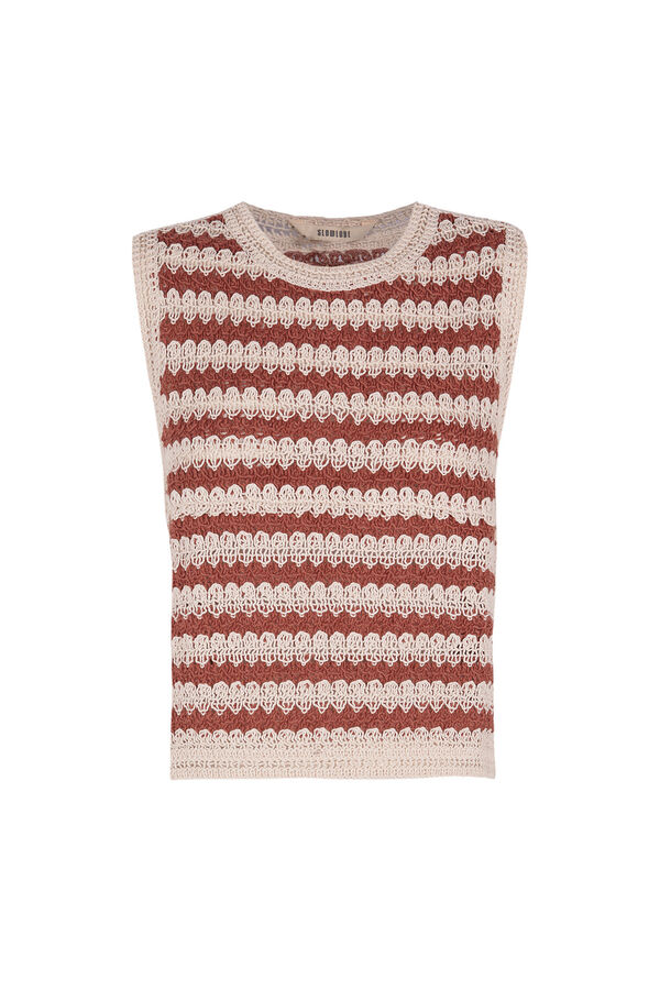 Slowlove Top riscas de crochet Castanho