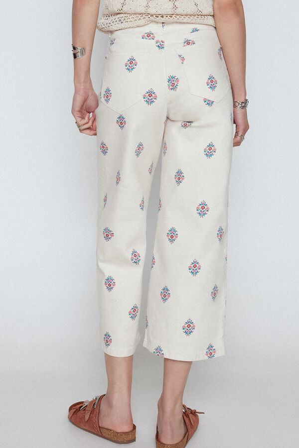 Slowlove  Cal&ccedil;as Palazzo estampado Ecru