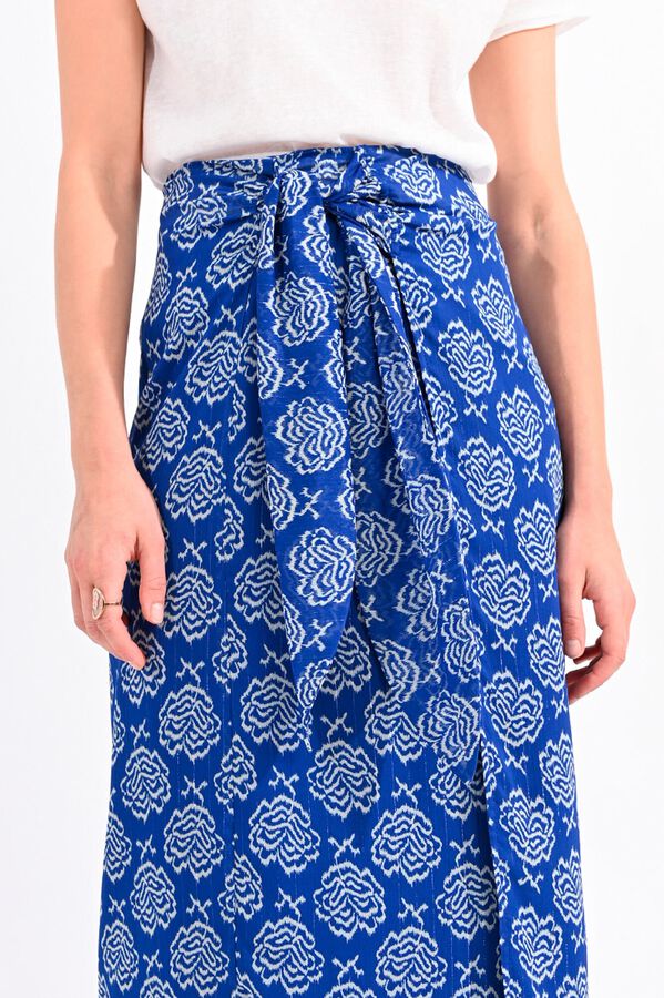 Molly Bracken Saia comprida com estampado e la&ccedil;ada Azul