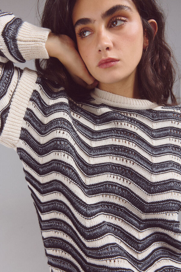 Slowlove Su&eacute;ter com estrutura ondulada bicolor Preto