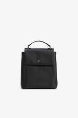 Vilanova Mochila de piel sint&eacute;tica con solapa Negro