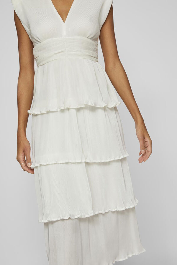 Vila Vestido de novia midi con volantes Blanco