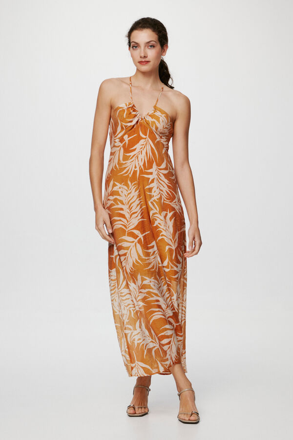 Vila Vestido midi estampado Amarillo