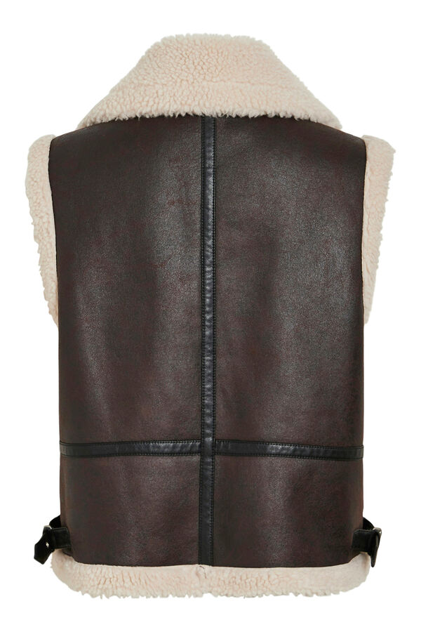 Vila Chaleco polipiel con borrego Marr&oacute;n oscuro