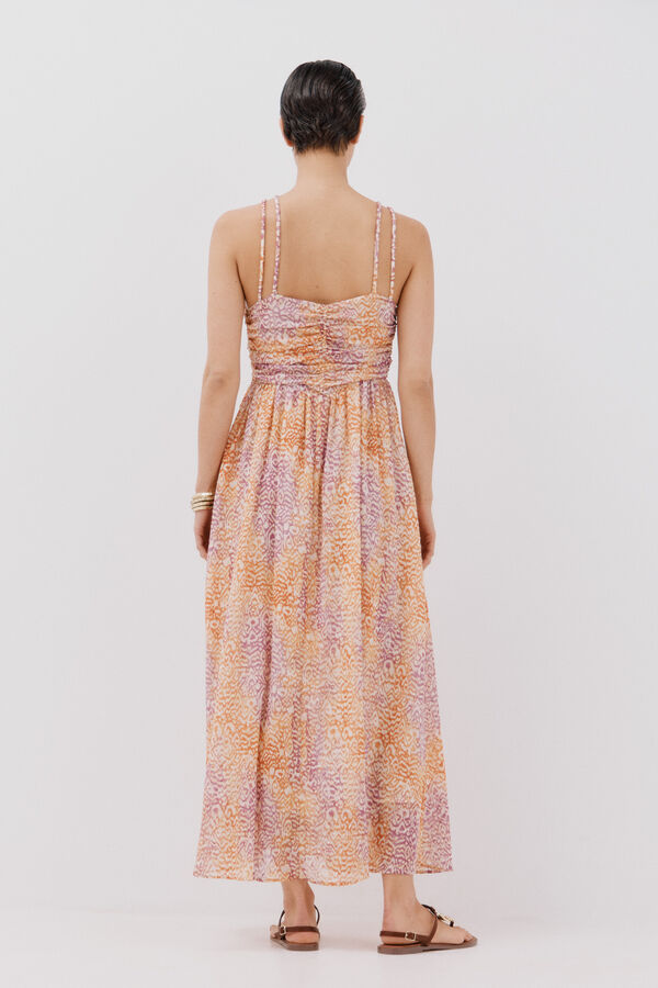 Cortefiel Vestido largo estampado tirantes Multicolor