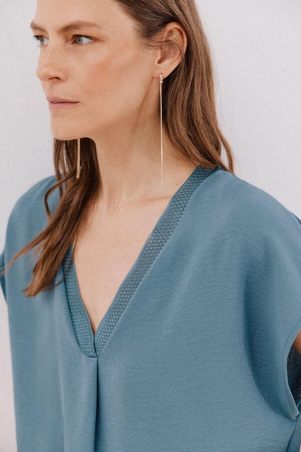 Cortefiel Blusa com detalhe canelado Azul