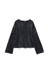 Vero Moda Top manga larga detalle l&uacute;rex Negro
