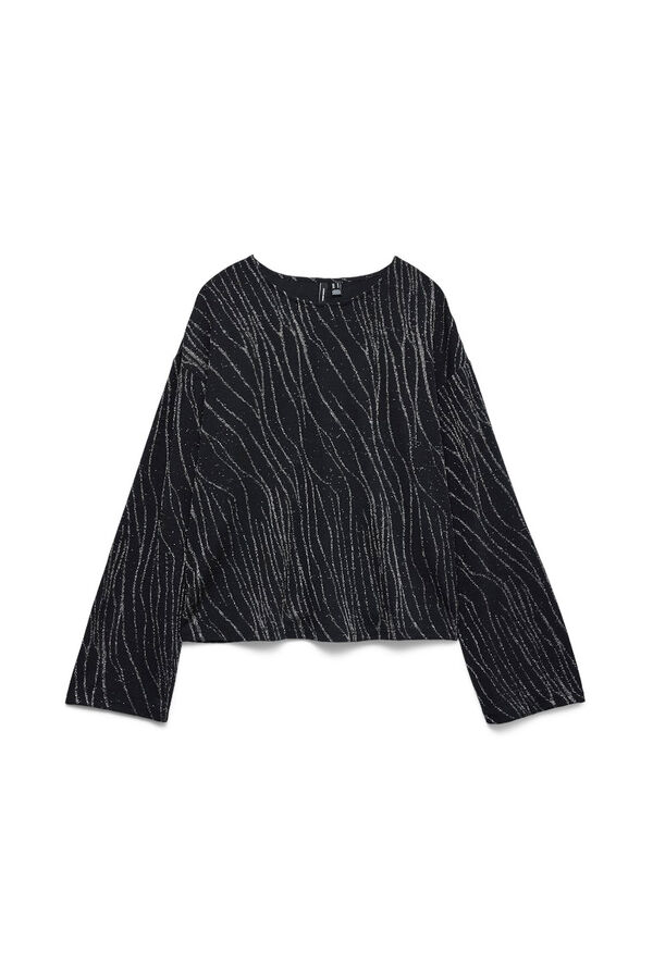 Vero Moda Top manga larga detalle l&uacute;rex Negro