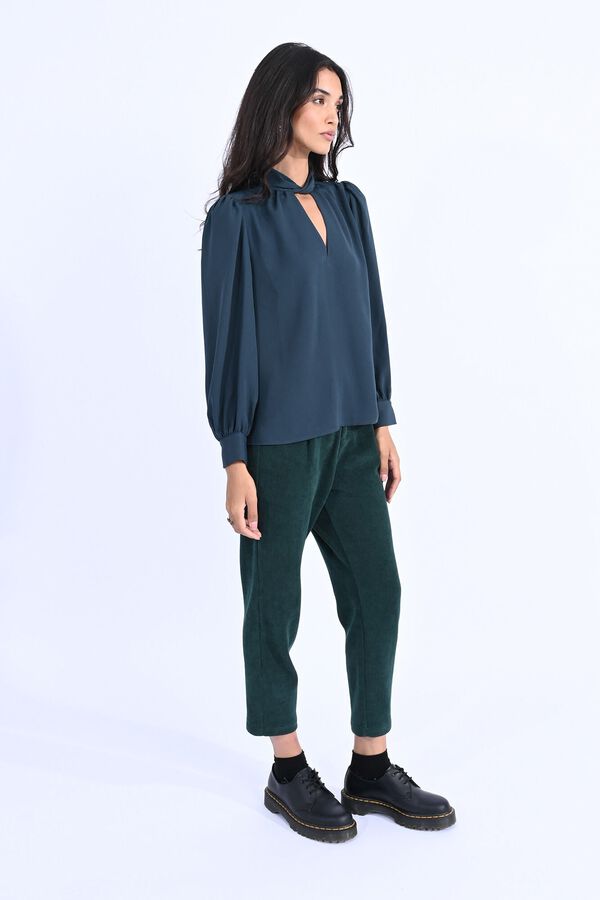Molly Bracken Blusa de manga comprida com la&ccedil;ada Azul
