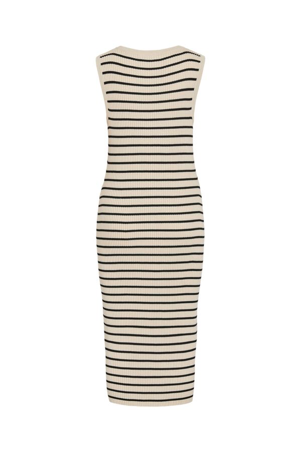 Vila Vestido midi canelado sem mangas Tostado