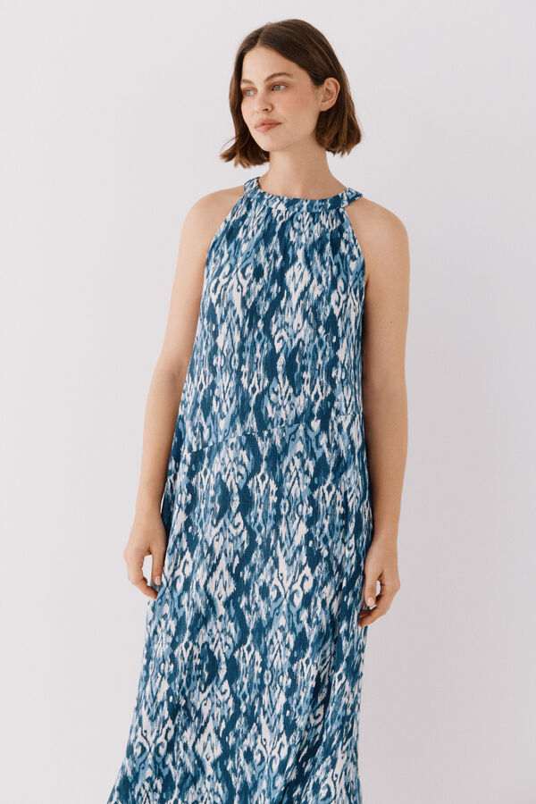 Cortefiel Vestido halter estampado Multicolor