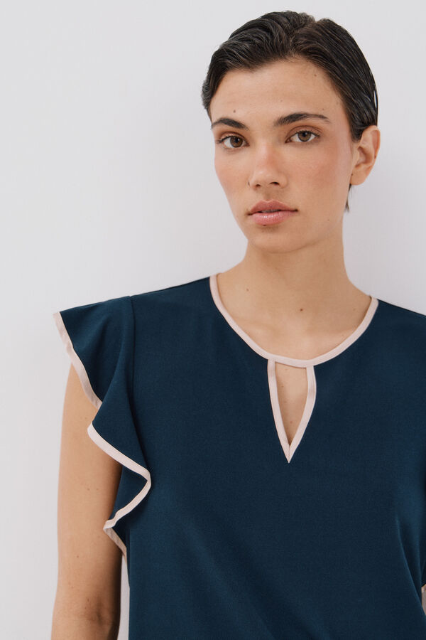 Cortefiel Top de punto l&aacute;grima Azul marino