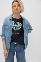 Cortefiel T-shirt estampado floral Azul