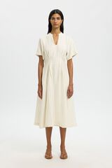 Selected Vestido midi rayas Blanco