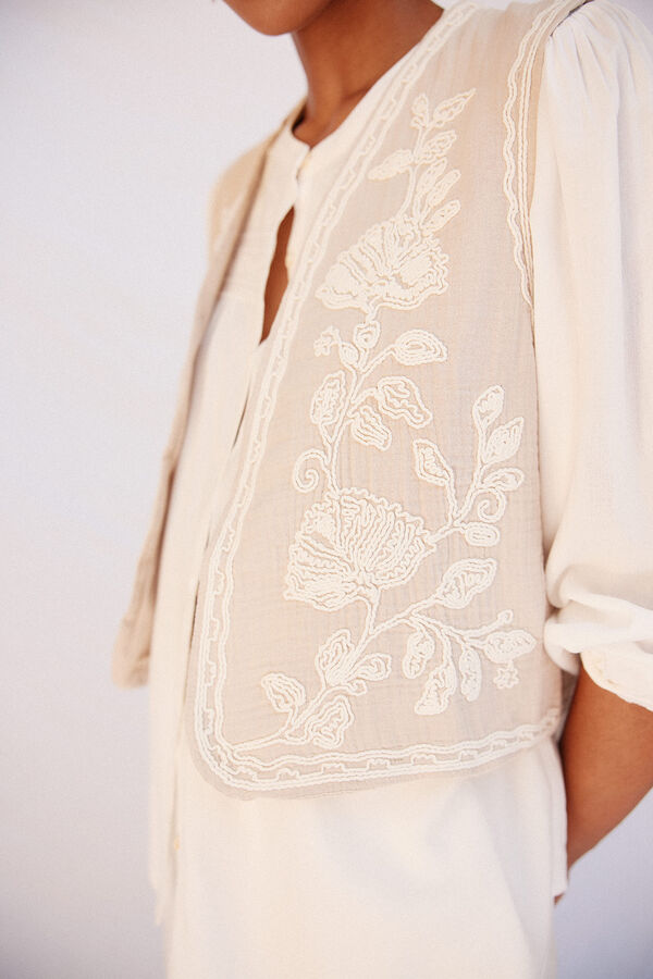 Cortefiel Chaleco bordados Beige