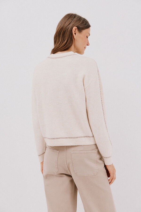 Cortefiel Jersey Perkins contrastes Ecru