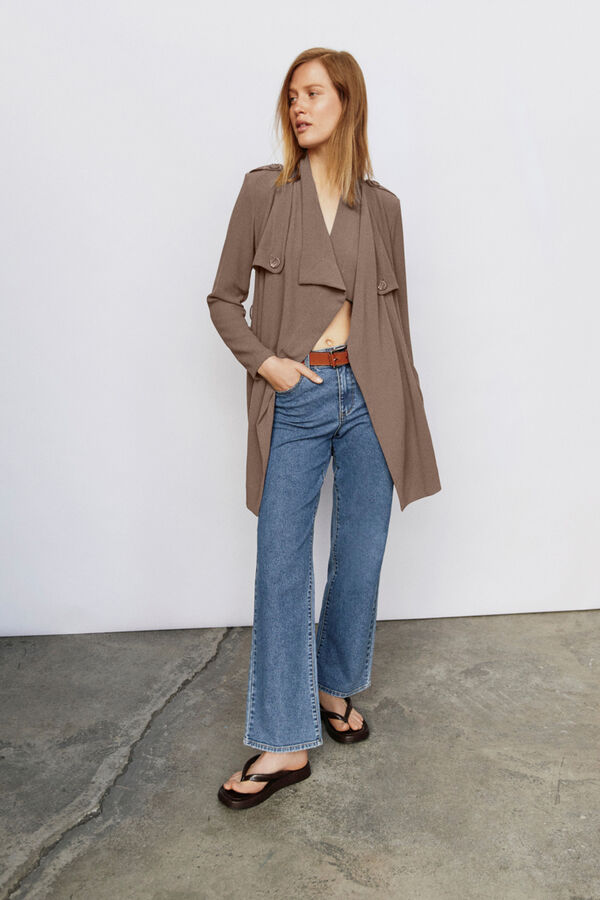 Object Chaqueta con cintur&oacute;n Marr&oacute;n oscuro