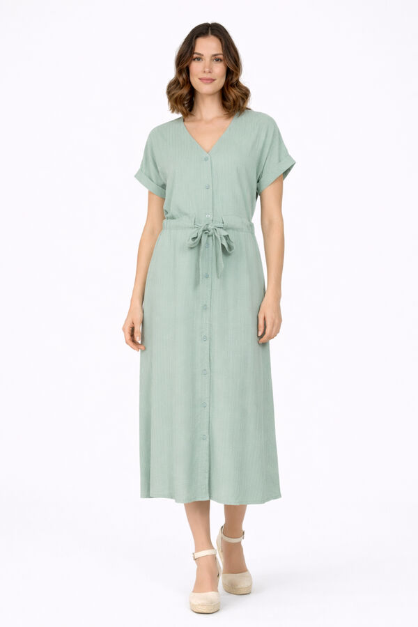Vila Vestido midi de manga 2/4 de viscosa Kaki