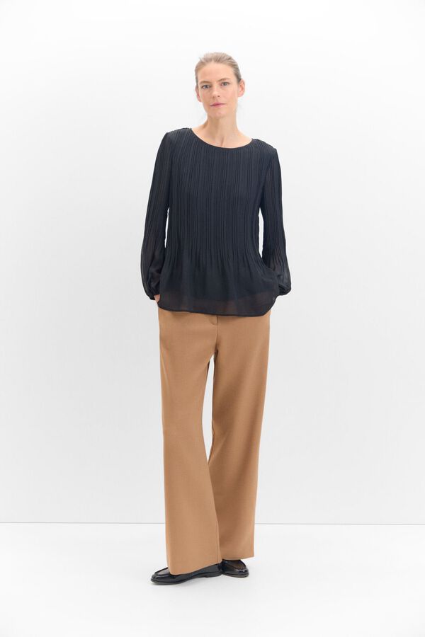 Cortefiel Blusa plisada combinada Negro