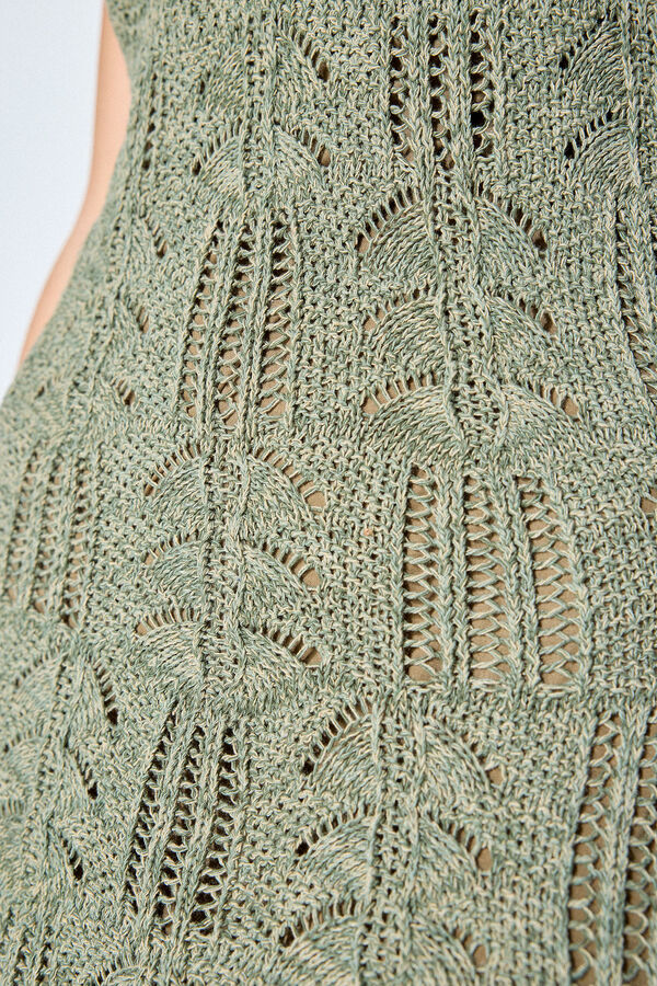 Slowlove Vestido punto calado Verde