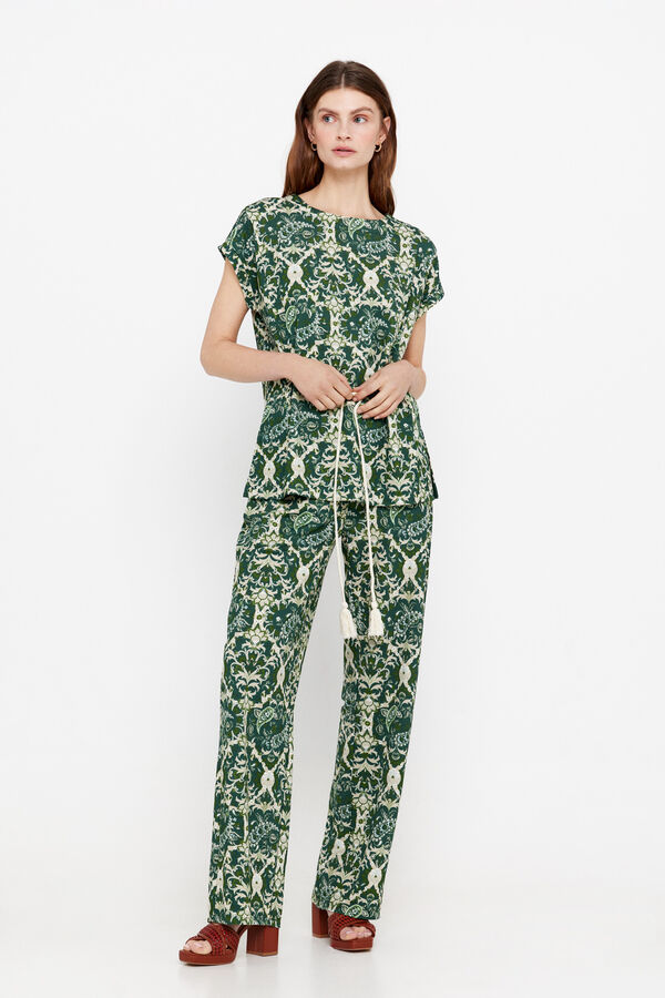 Cortefiel Top estampado cord&oacute;n Estampado verde