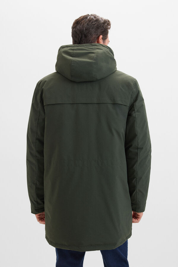 Cortefiel Parka cremalleras Verde oscuro