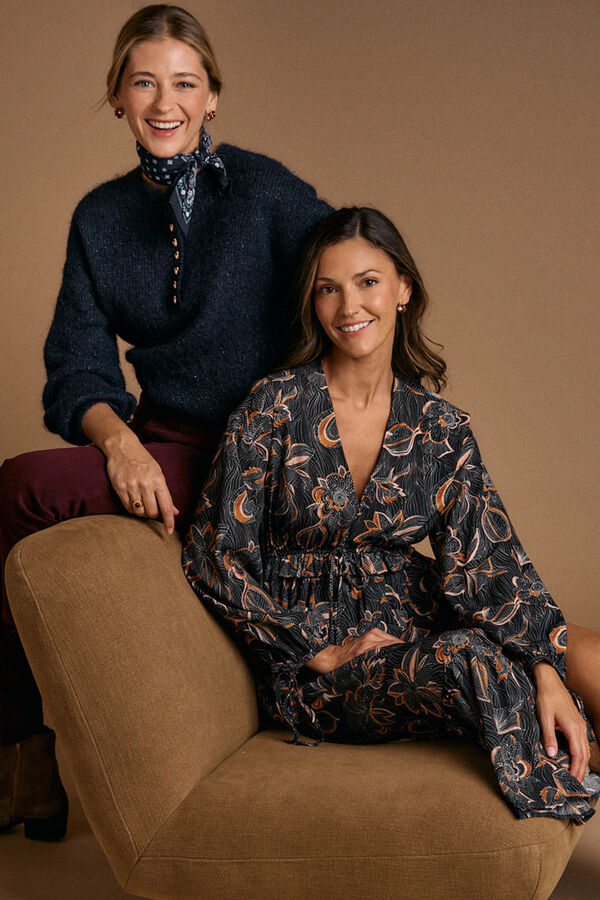 Pol&iacute;n Et Moi Vestido estampado Flor Giorgia Negro