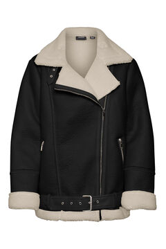 Cortefiel Abrigo estilo chaqueta con borrego Negro