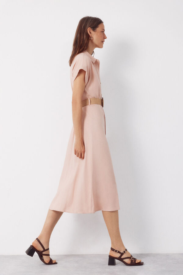 Cortefiel Vestido lino Rosa